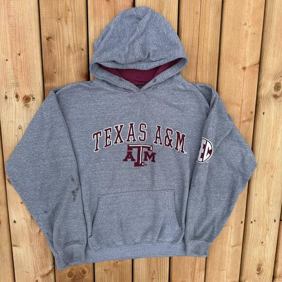 Vintage Texas A&M Hoodie NCAA Pullover Embroidered Grey XXL - Picture 2 of 8